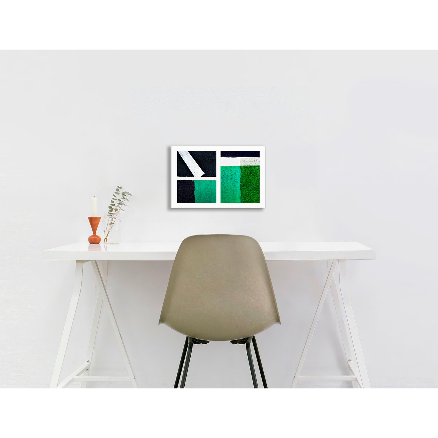 Street Lines #09: Green Squares, White Lines
