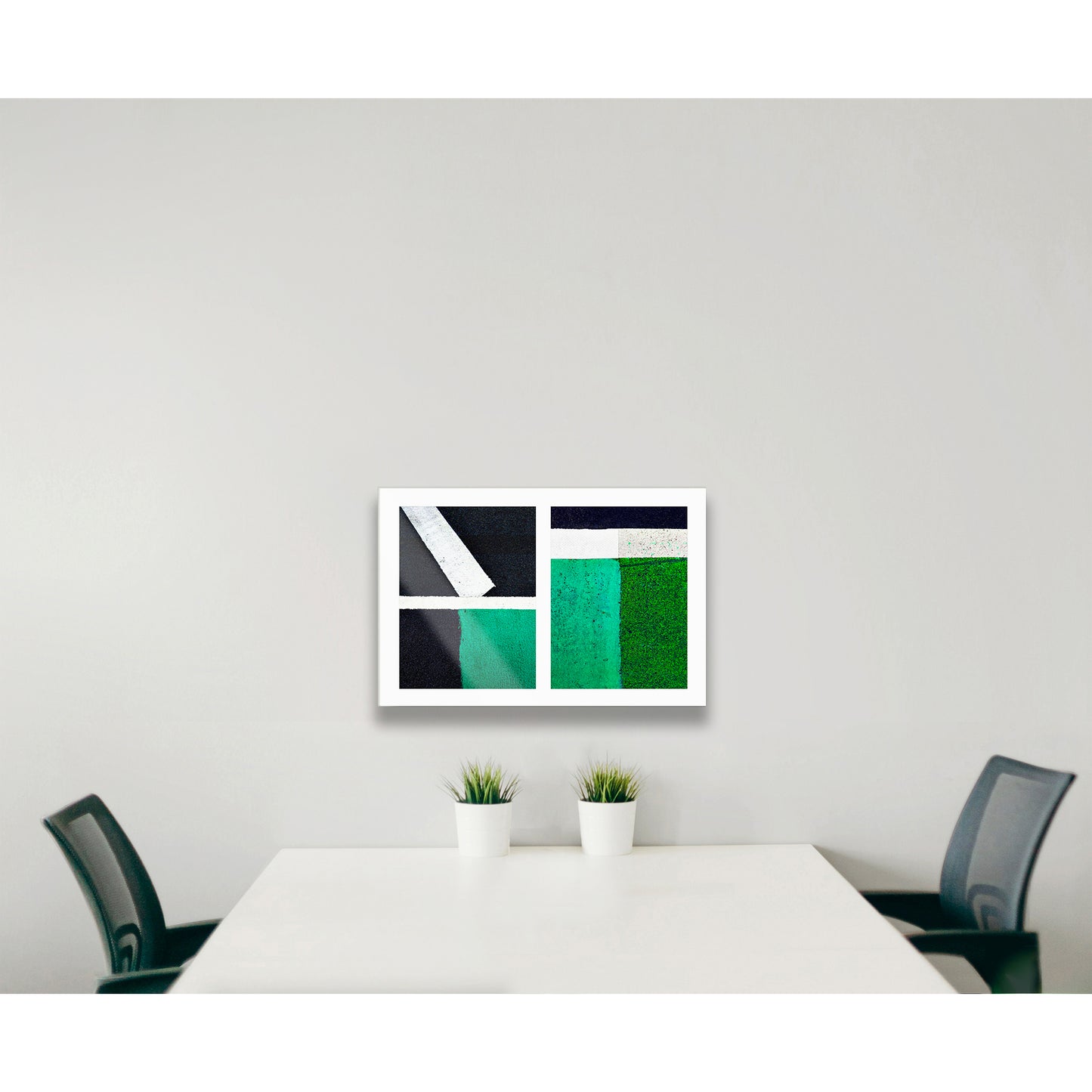Abstract photograph diptych in green and white