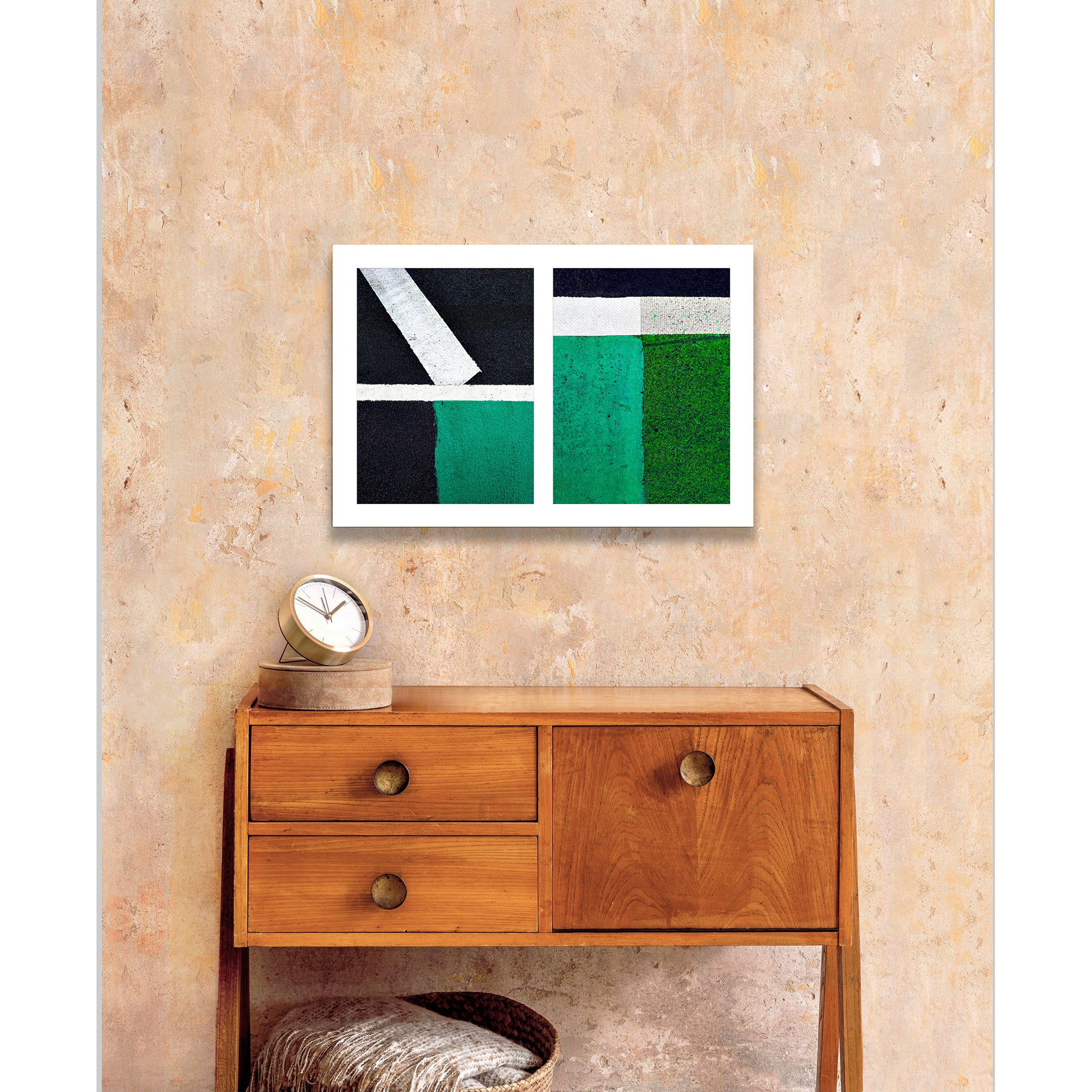 Abstract photograph diptych in green and white