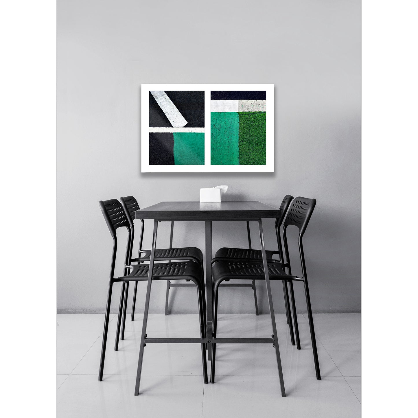 Street Lines #09: Green Squares, White Lines