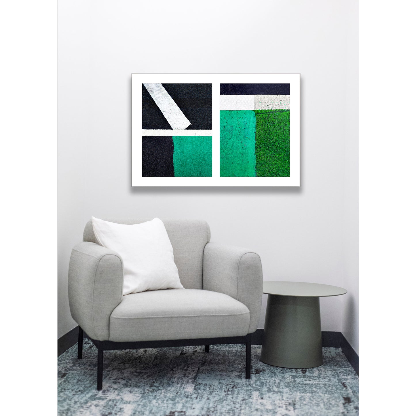 Street Lines #09: Green Squares, White Lines