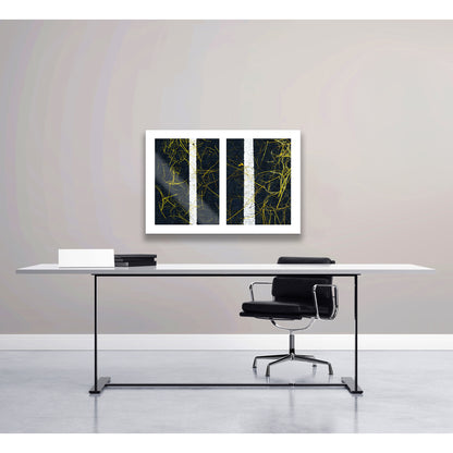 Abstract photograph diptych of twigs on street lines