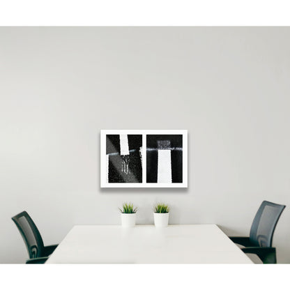 Abstract photograph diptych of London warnings in gray and yellow