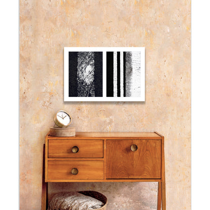Abstract photograph diptych of worn white street lines
