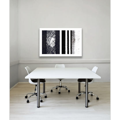 Abstract photograph diptych of worn white street lines