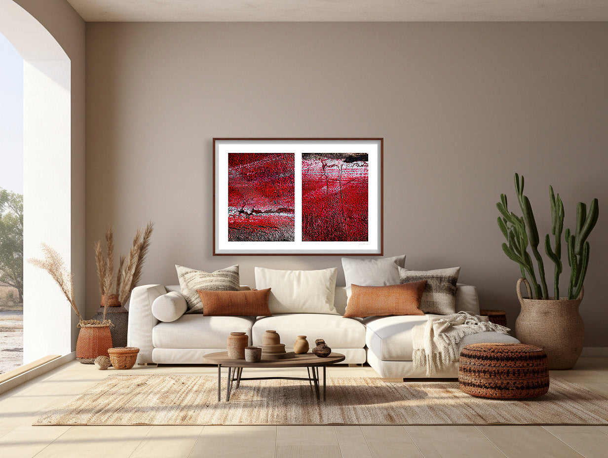 Seeing Red #02(t): Maroon with Cracks Abstract