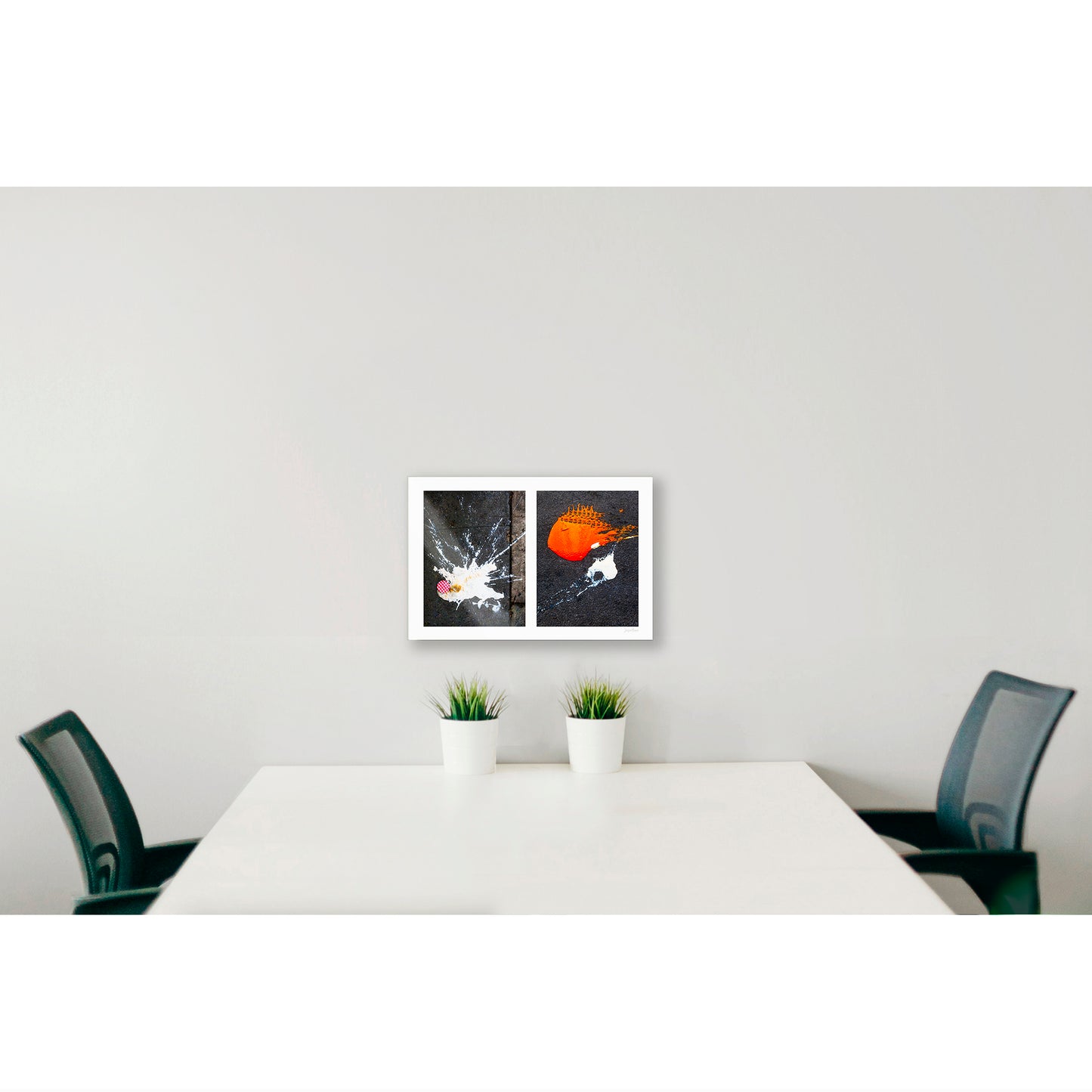 Spills Diptych #02: Dropped Cream and Orange Glob
