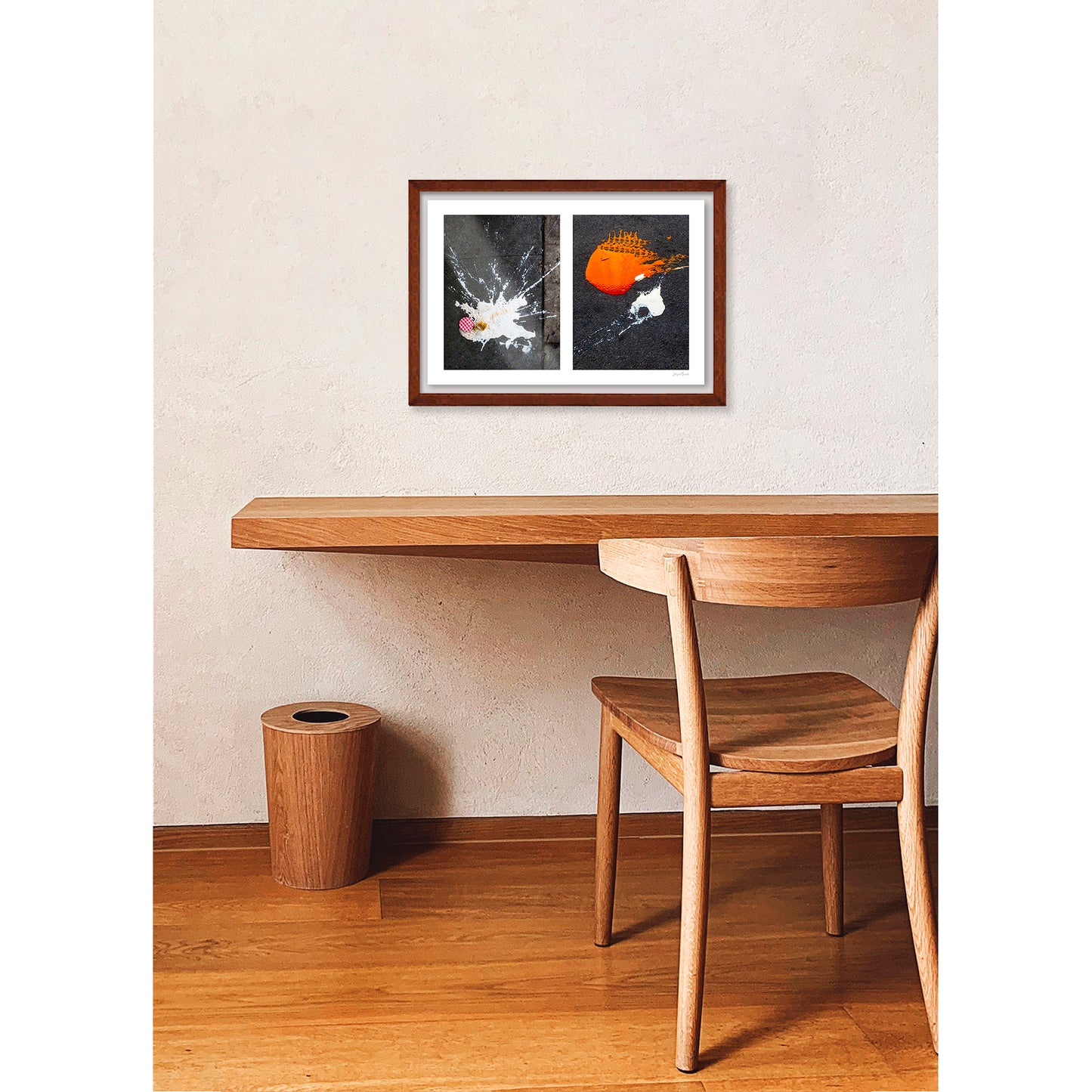 Spills Diptych #02: Dropped Cream and Orange Glob