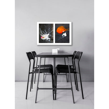 Abstraction of spills found on the ground (orange and white)