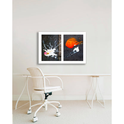 Abstraction of spills found on the ground (orange and white)