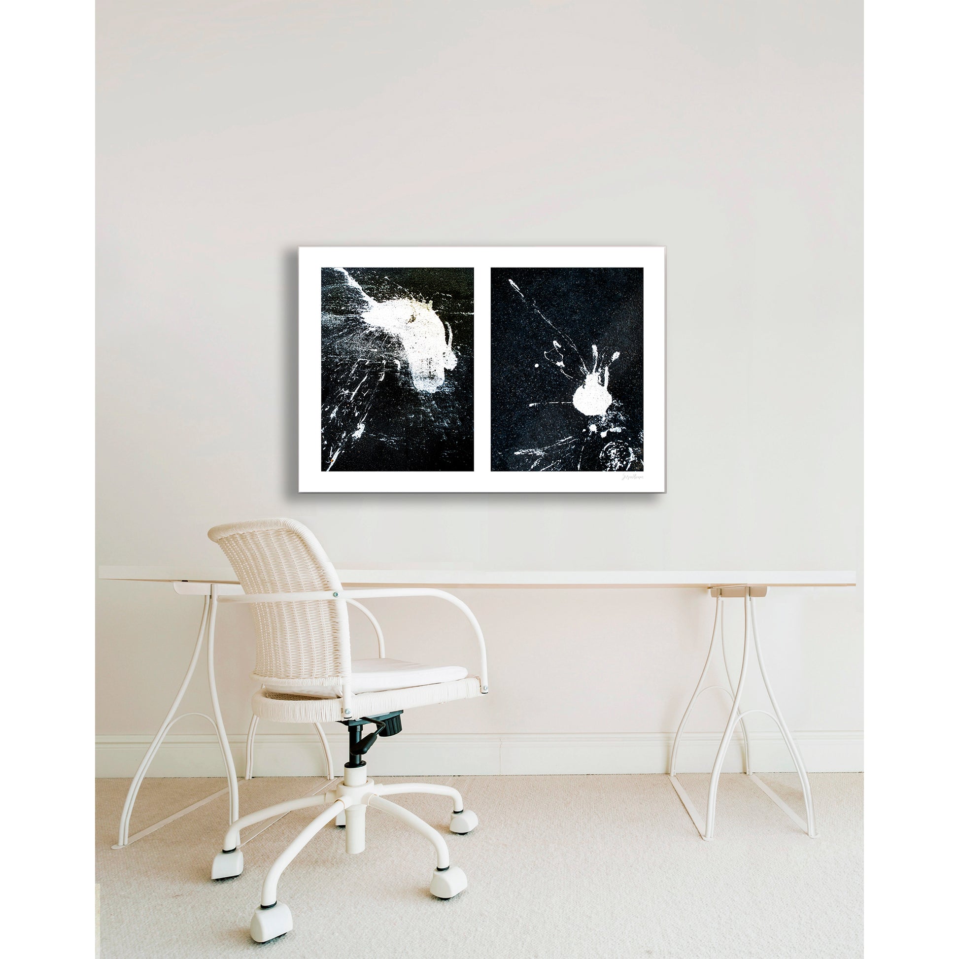 Abstraction of spills found on the ground (black and white)