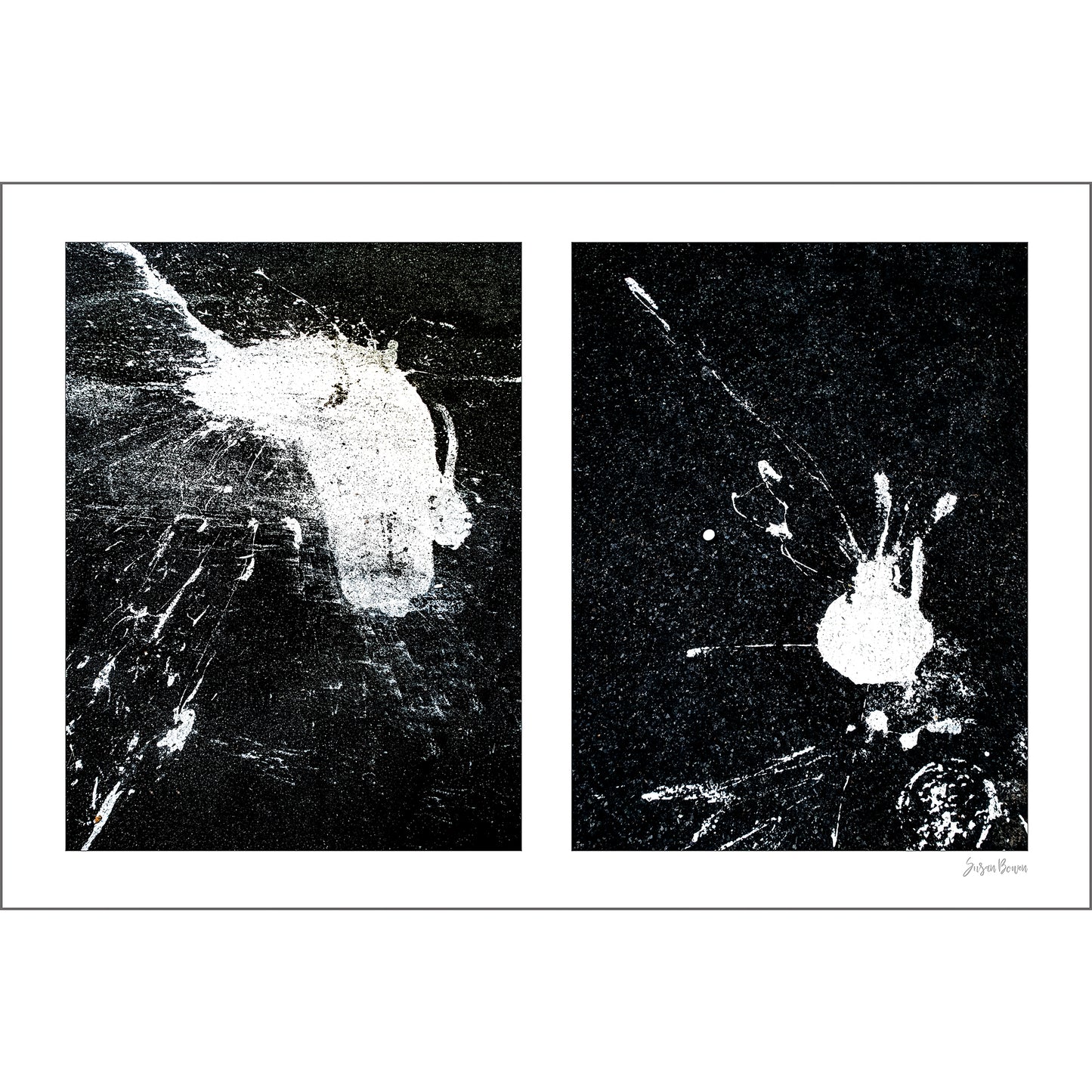 Abstraction of spills found on the ground (black and white)