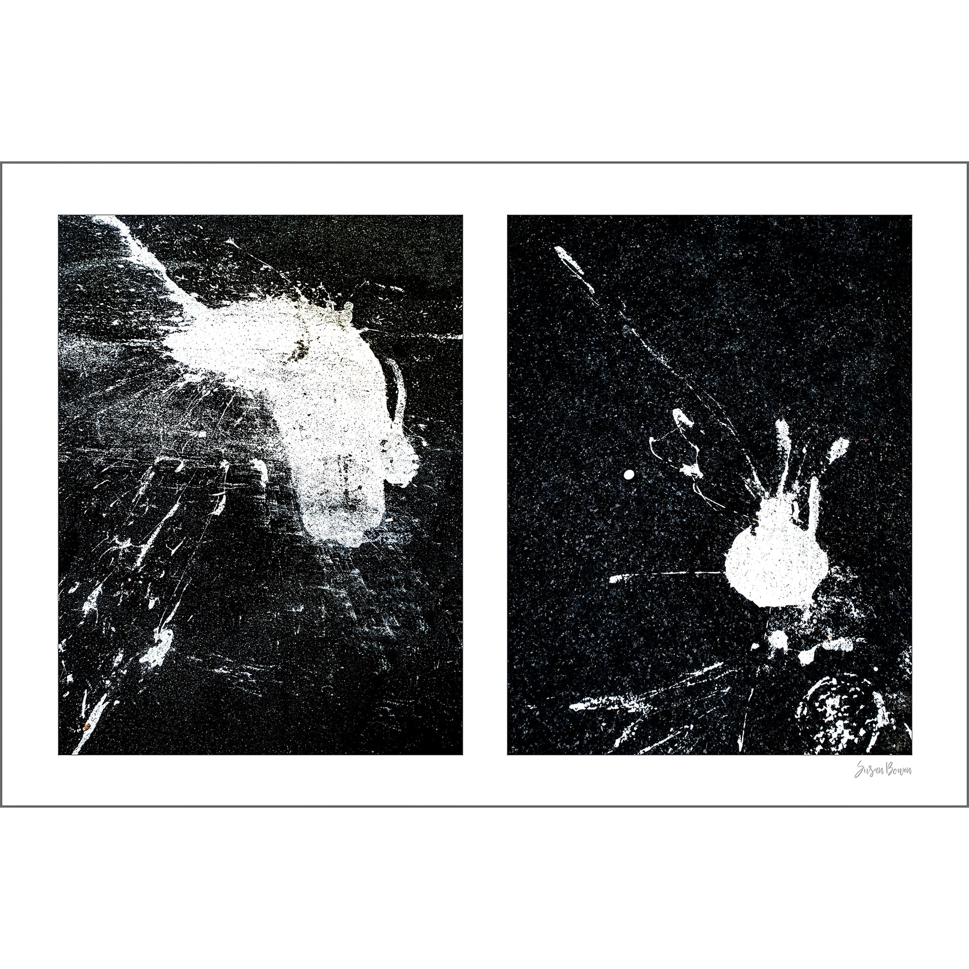 Abstraction of spills found on the ground (black and white)