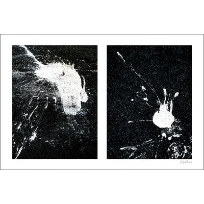 Abstraction of spills found on the ground (black and white)