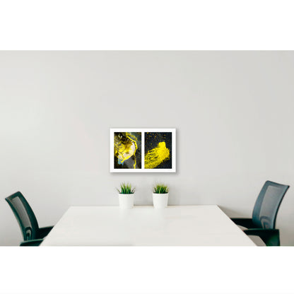 Spills Diptych #07: Yellow in Water and Fleeing Bug