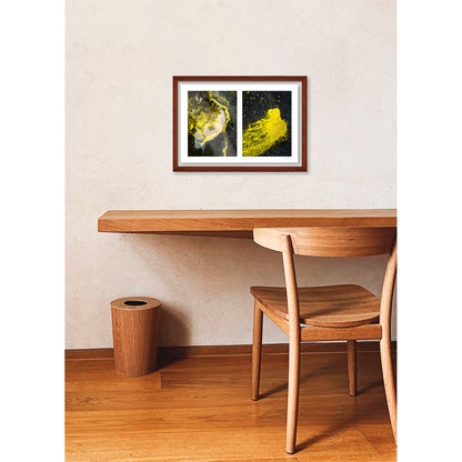 Spills Diptych #07: Yellow in Water and Fleeing Bug