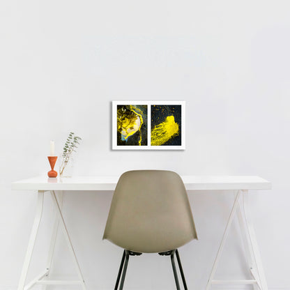 Spills Diptych #07: Yellow in Water and Fleeing Bug