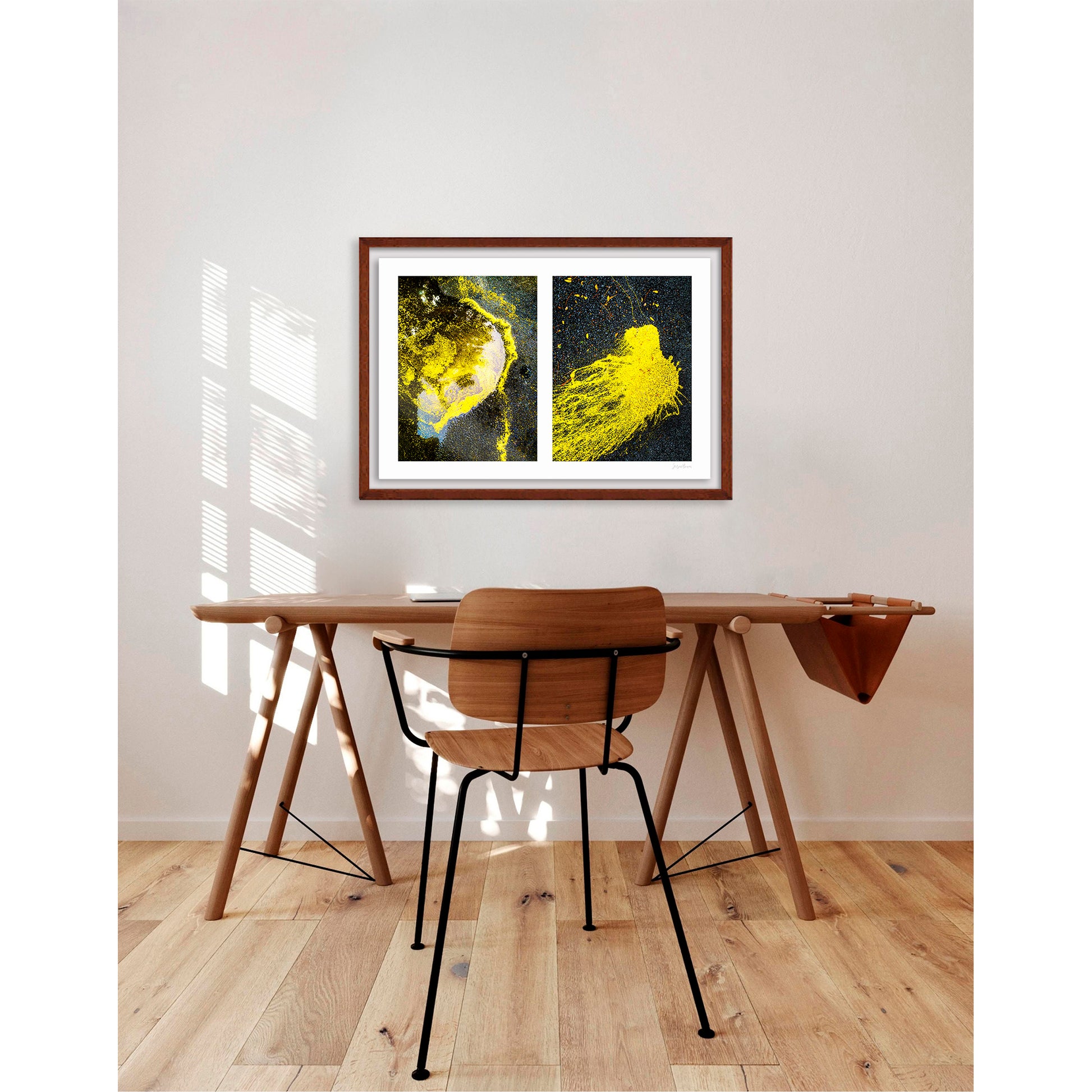 Abstraction of spills found on the ground (yellow in color)