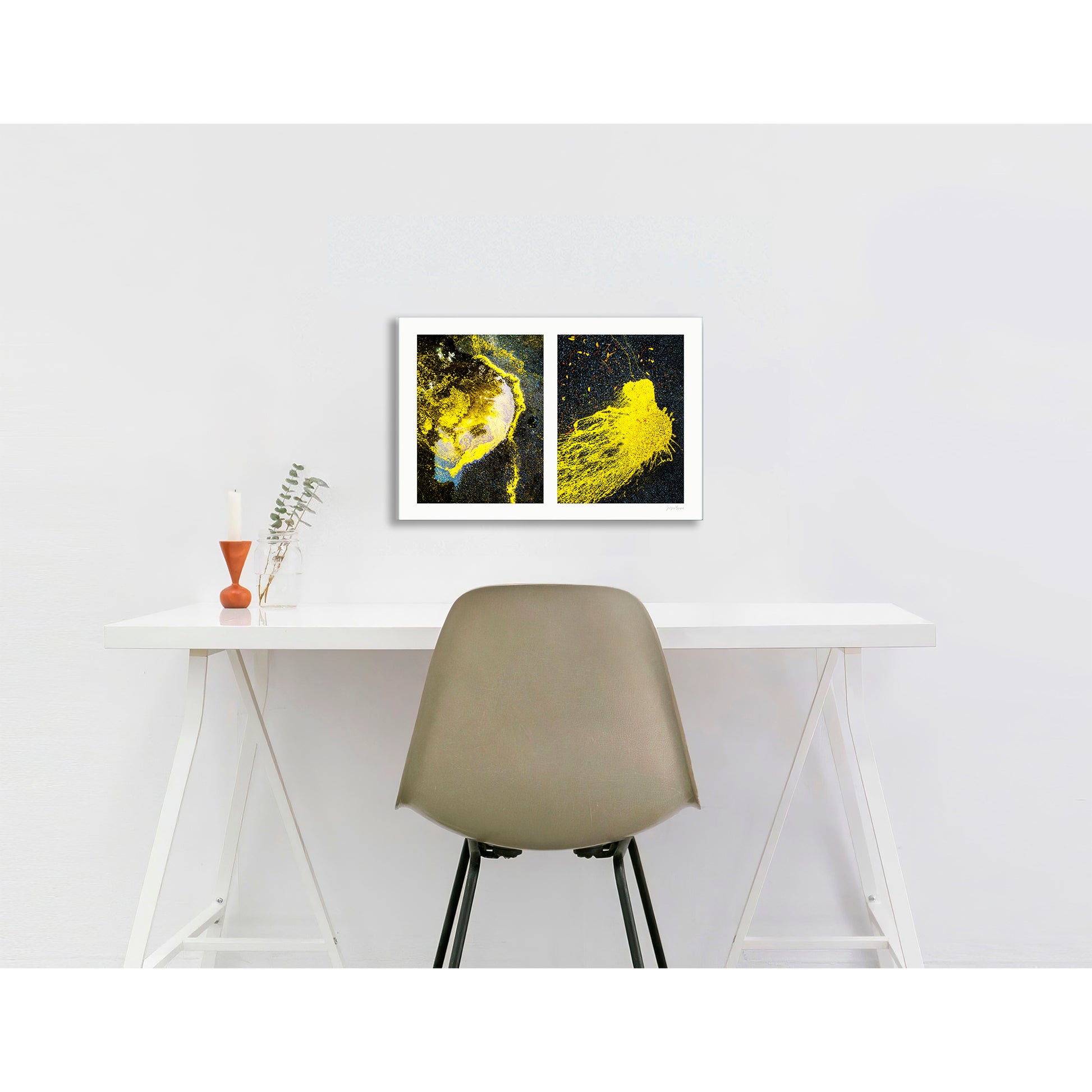 Abstraction of spills found on the ground (yellow in color)