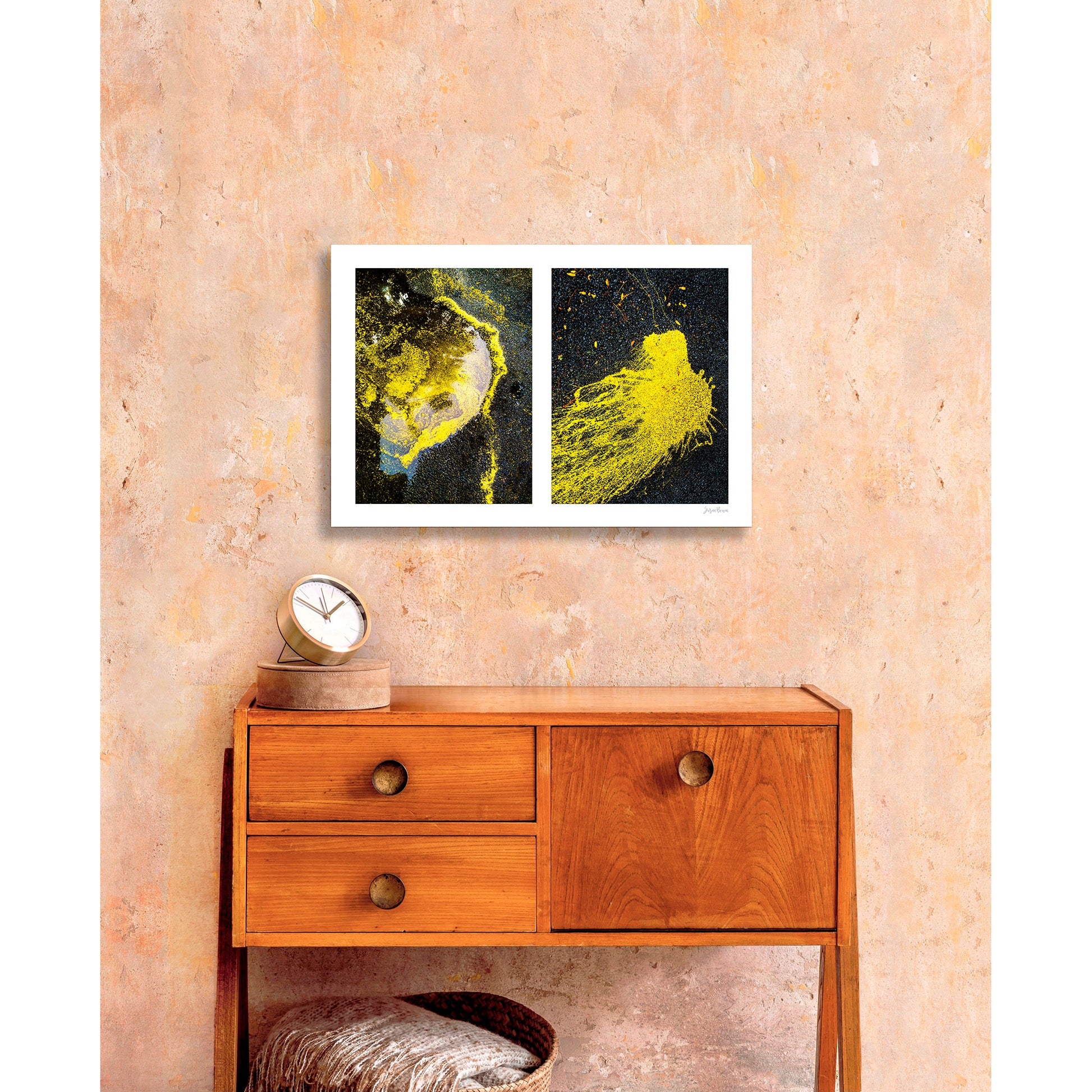 Abstraction of spills found on the ground (yellow in color)