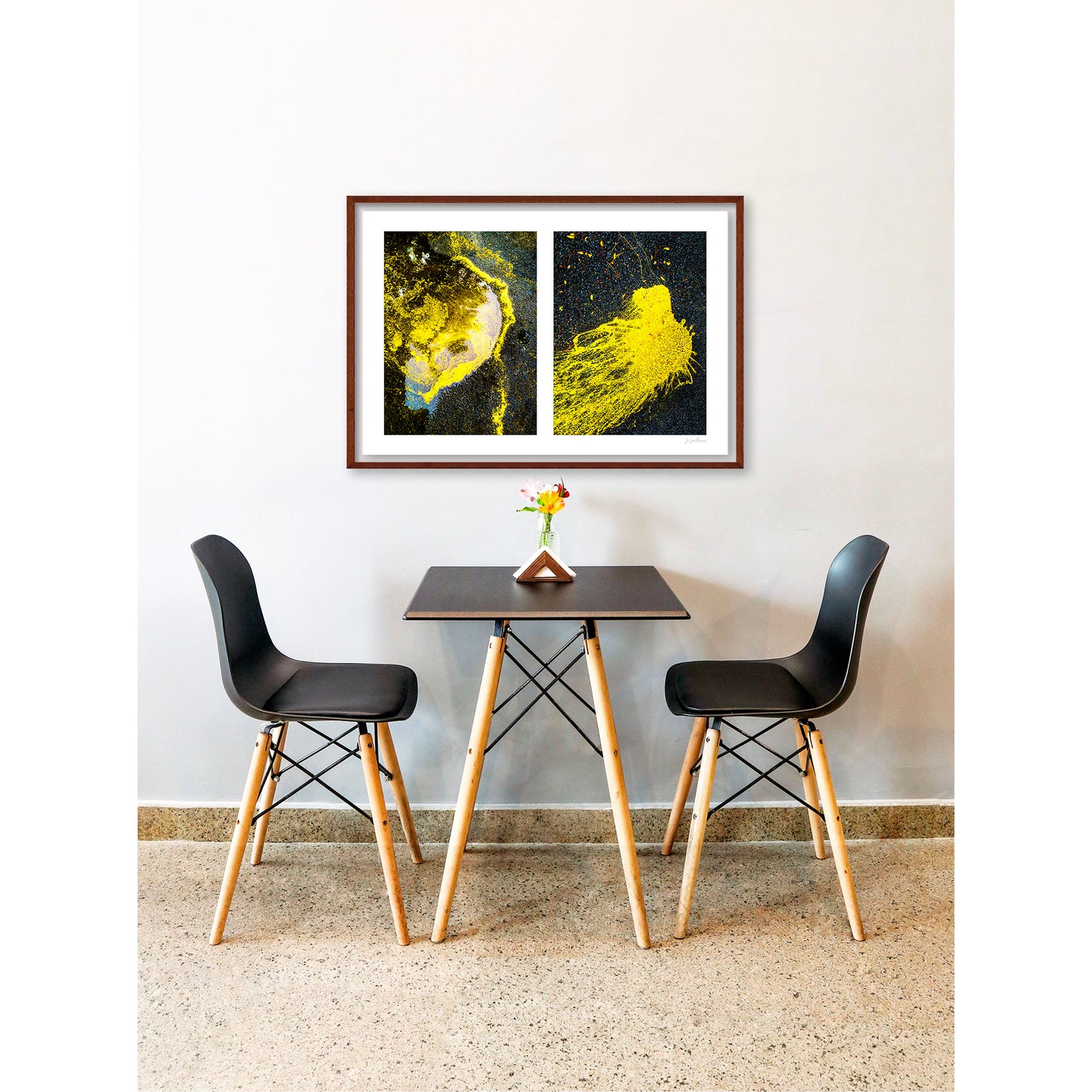 Abstraction of spills found on the ground (yellow in color)