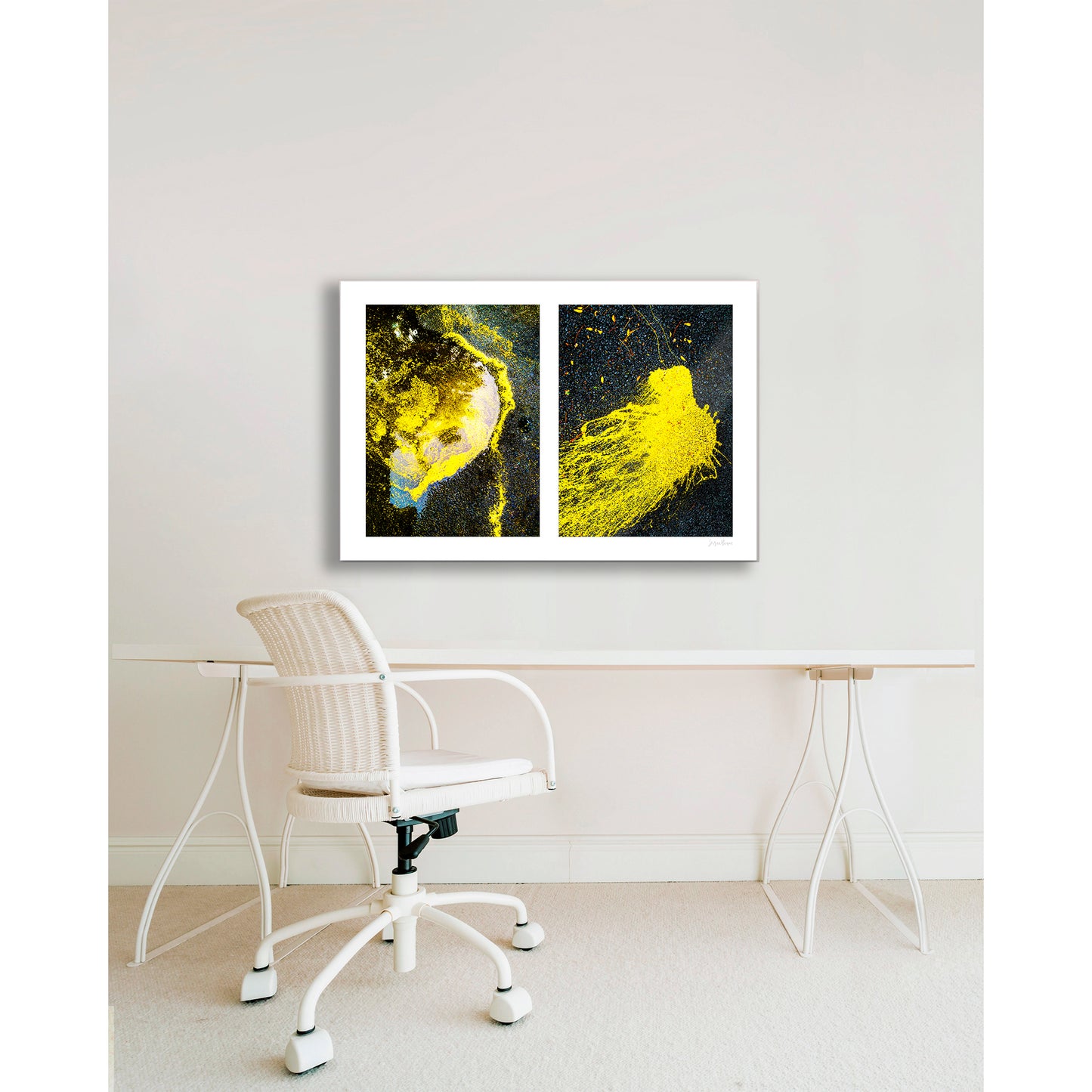 Abstraction of spills found on the ground (yellow in color)