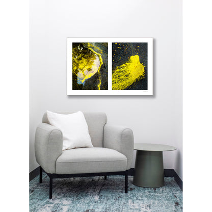 Abstraction of spills found on the ground (yellow in color)