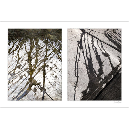 Abstraction of water drips found on the sidewalk
