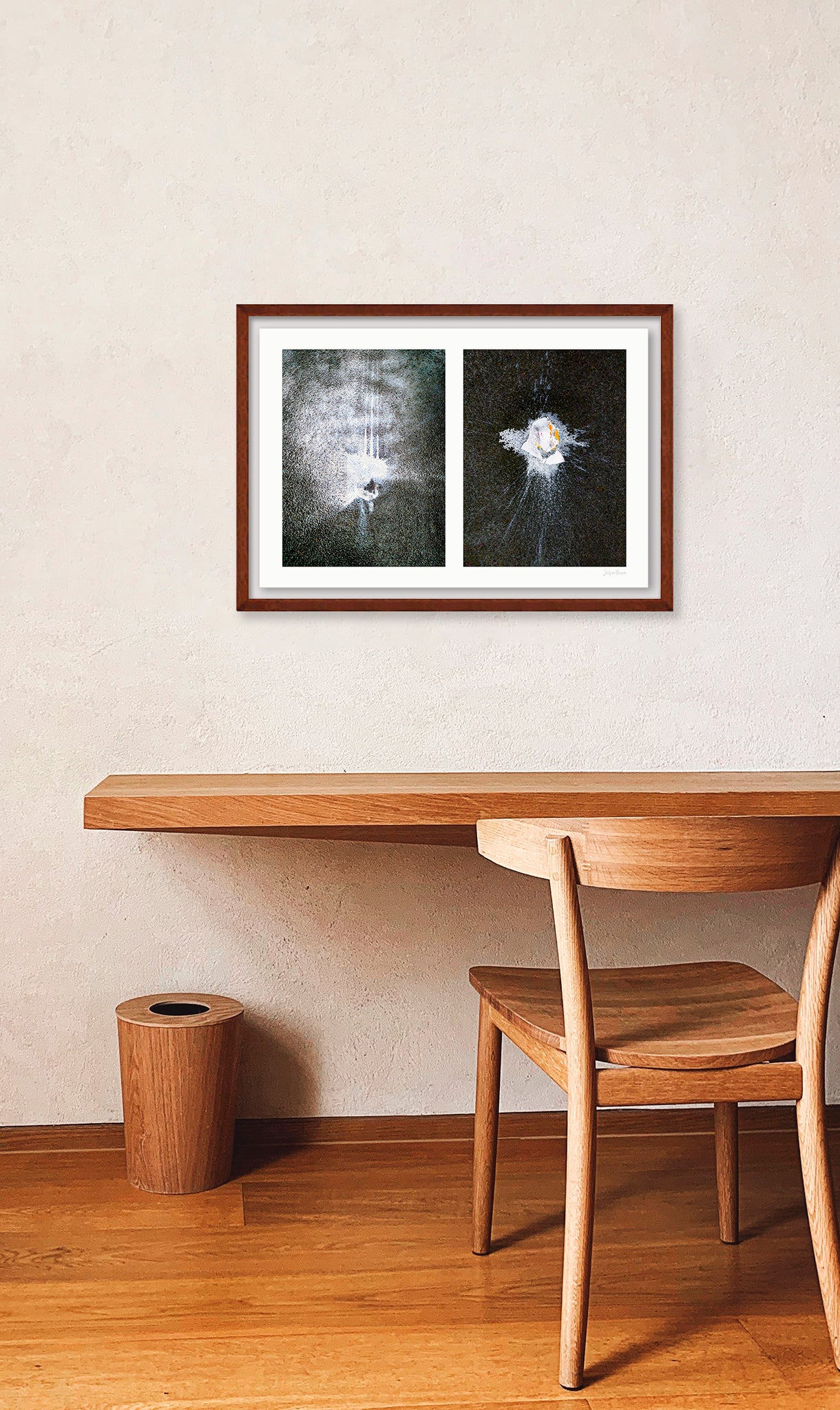 Abstraction of spills found on the ground (white splashes)