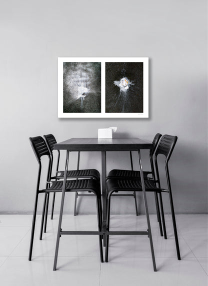 Abstraction of spills found on the ground (white splashes)