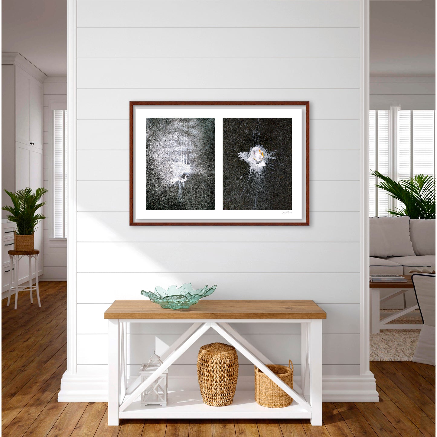 Spills Diptych #13(t): Splatters in White with Cup
