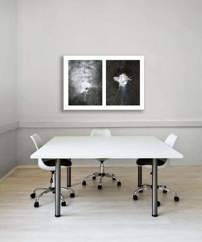 Abstraction of spills found on the ground (white splashes)