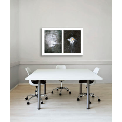 Abstraction of spills found on the ground (white splashes)