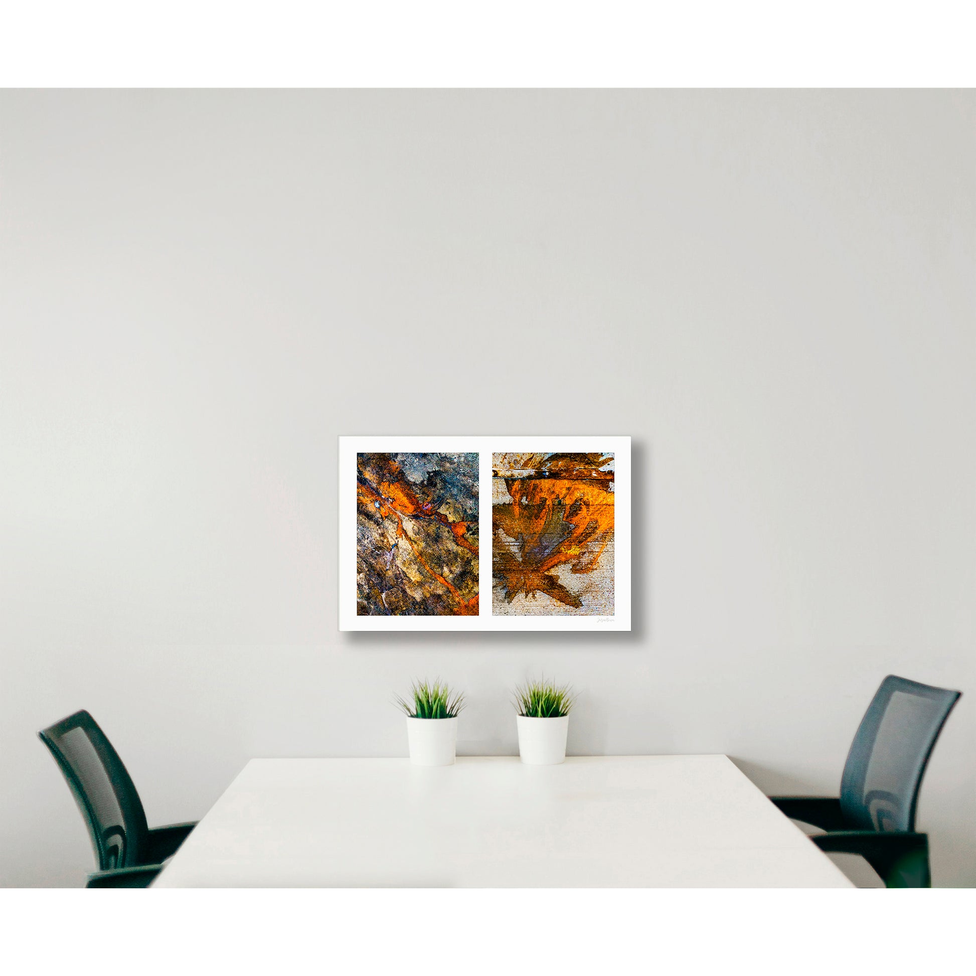 Abstraction of spills found on the ground (orange and white)