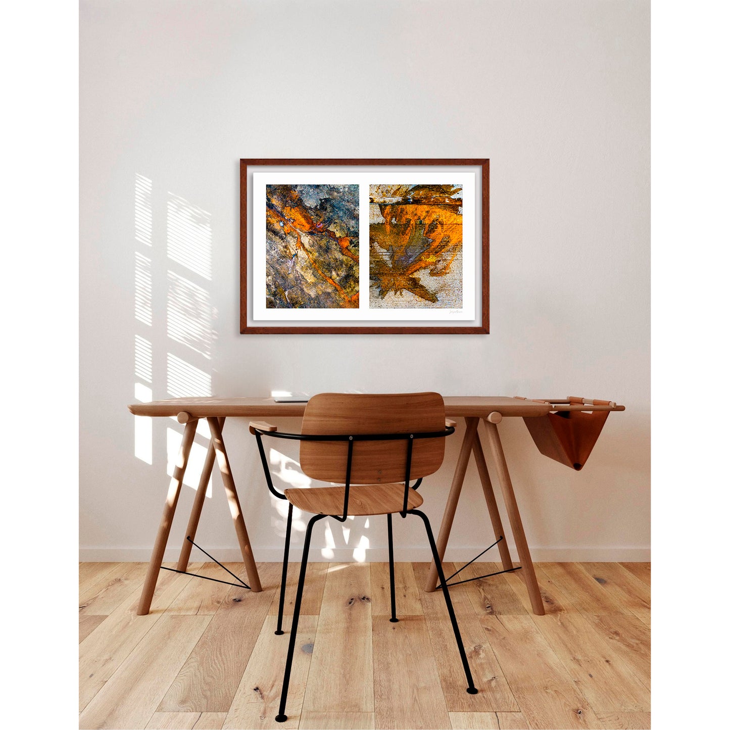 Abstraction of spills found on the ground (orange and white)