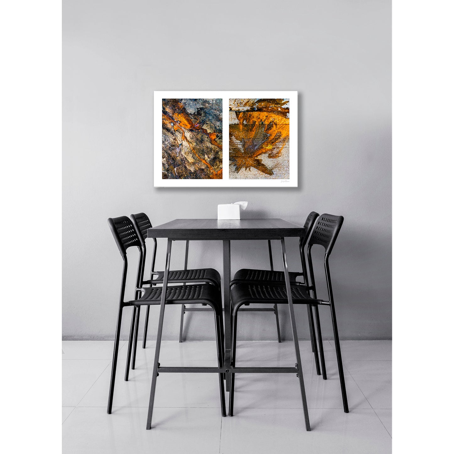Spills Diptych #15(t): Coffee Ground Abstract