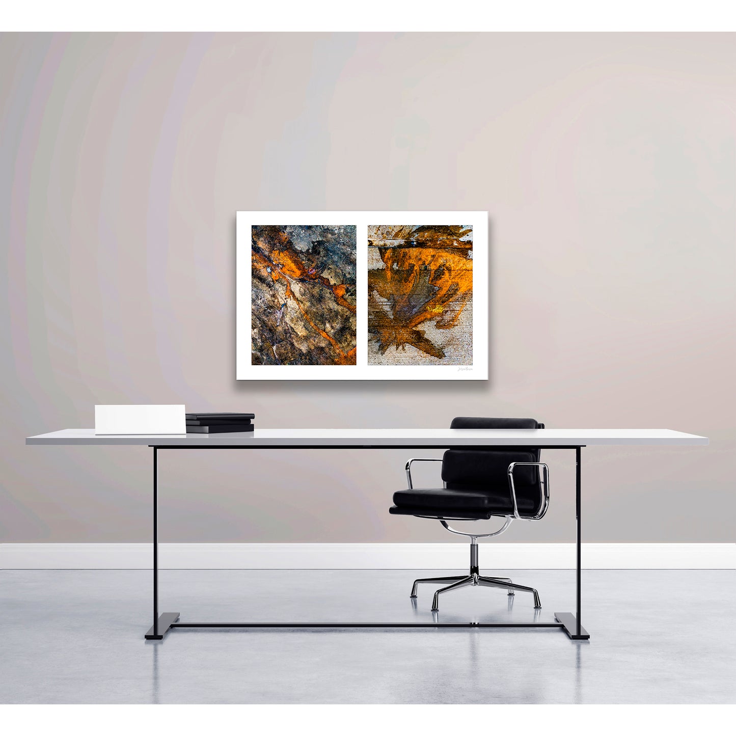 Spills Diptych #15(t): Coffee Ground Abstract