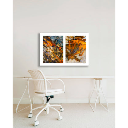 Abstraction of spills found on the ground (orange and white)