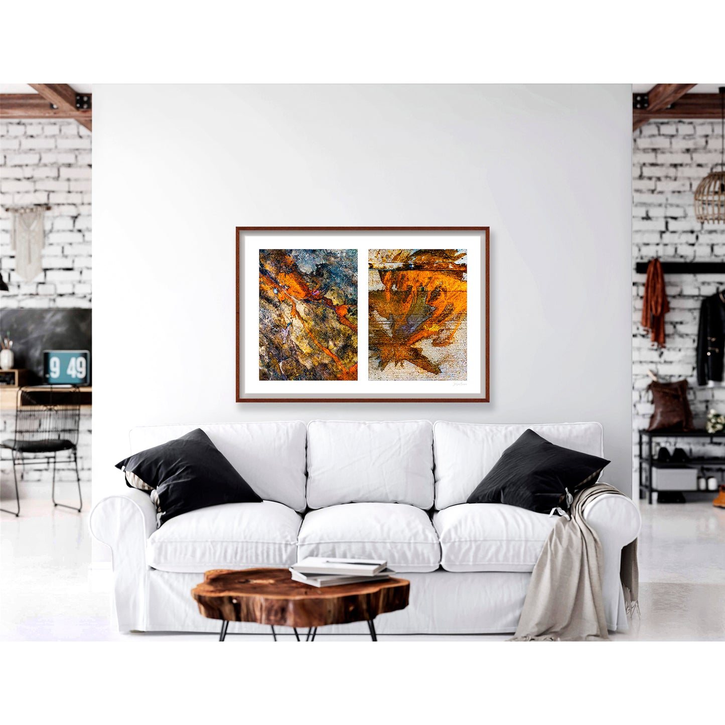 Abstraction of spills found on the ground (orange and white)
