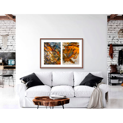 Abstraction of spills found on the ground (orange and white)