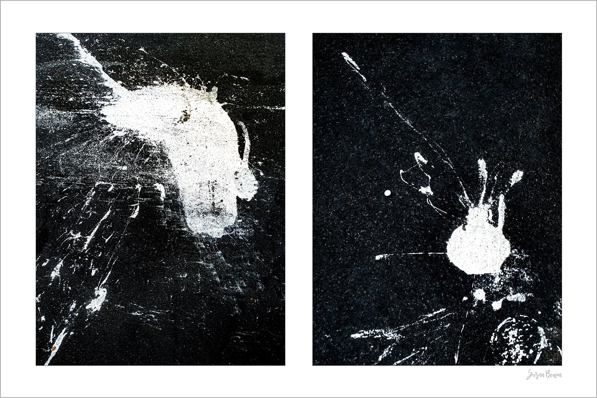 Abstraction of spills found on the ground (black and white)