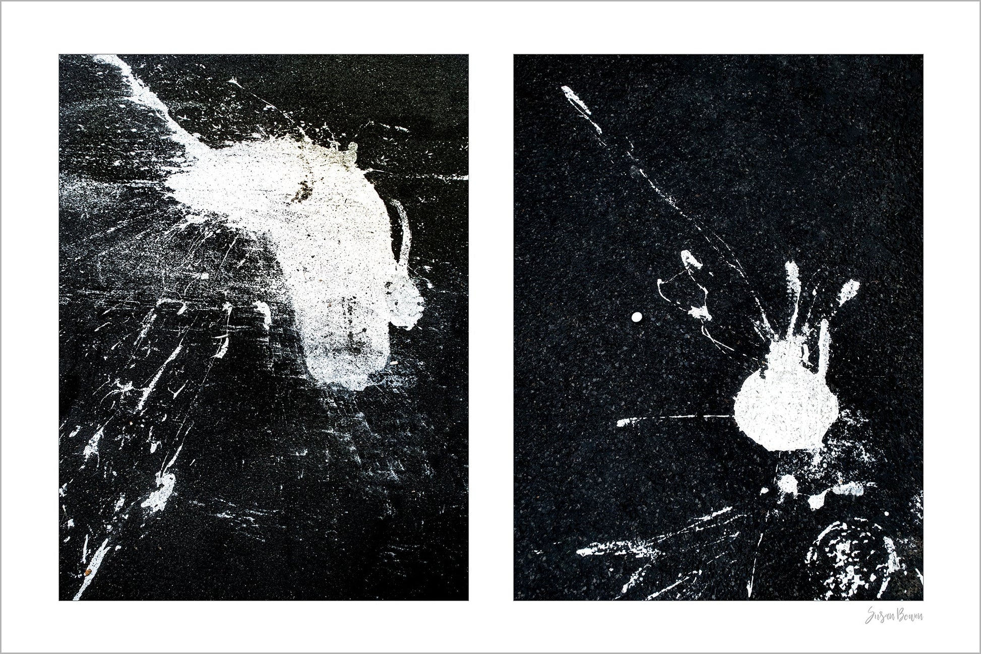 Abstraction of spills found on the ground (black and white)
