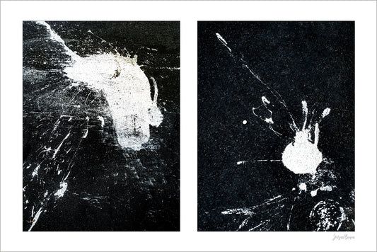 Abstraction of spills found on the ground (black and white)