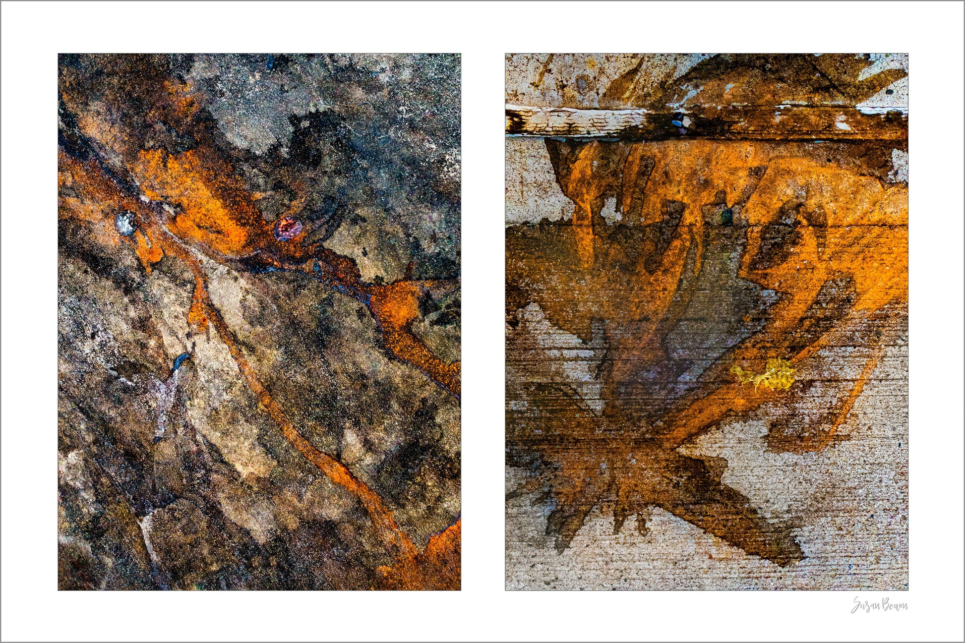Abstraction of spills found on the ground (orange and white)