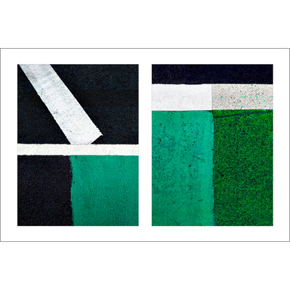 Abstract photograph diptych in green and white