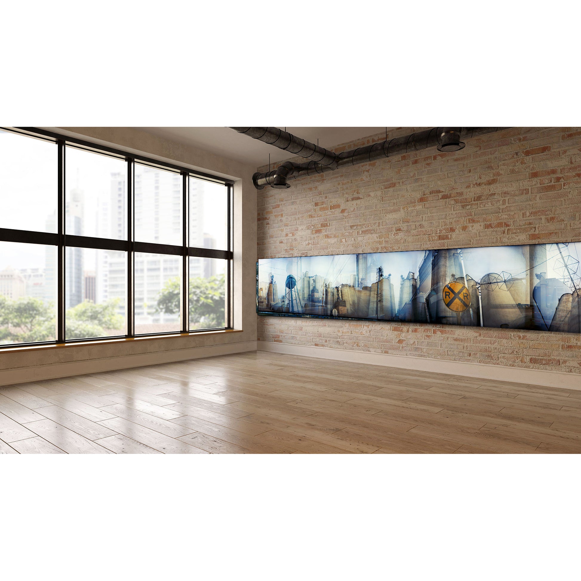 Overlapping multiple exposure shot on film of grain elevator