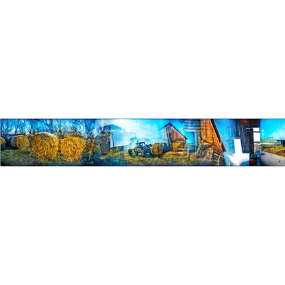 Overlapping multiple exposure shot on film of farm scene